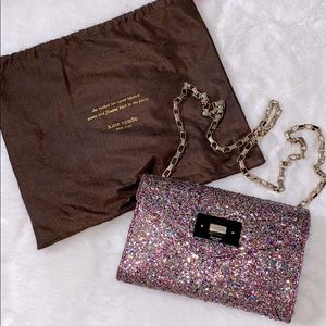 Kate Spade glitter purse with gold chain